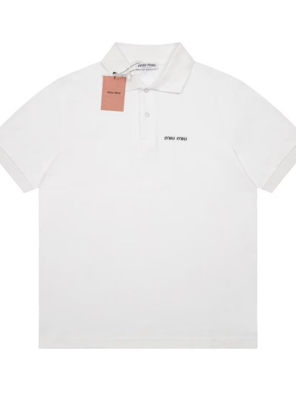 Miu Miu White Short-Sleeve Polo with Subtle Logo